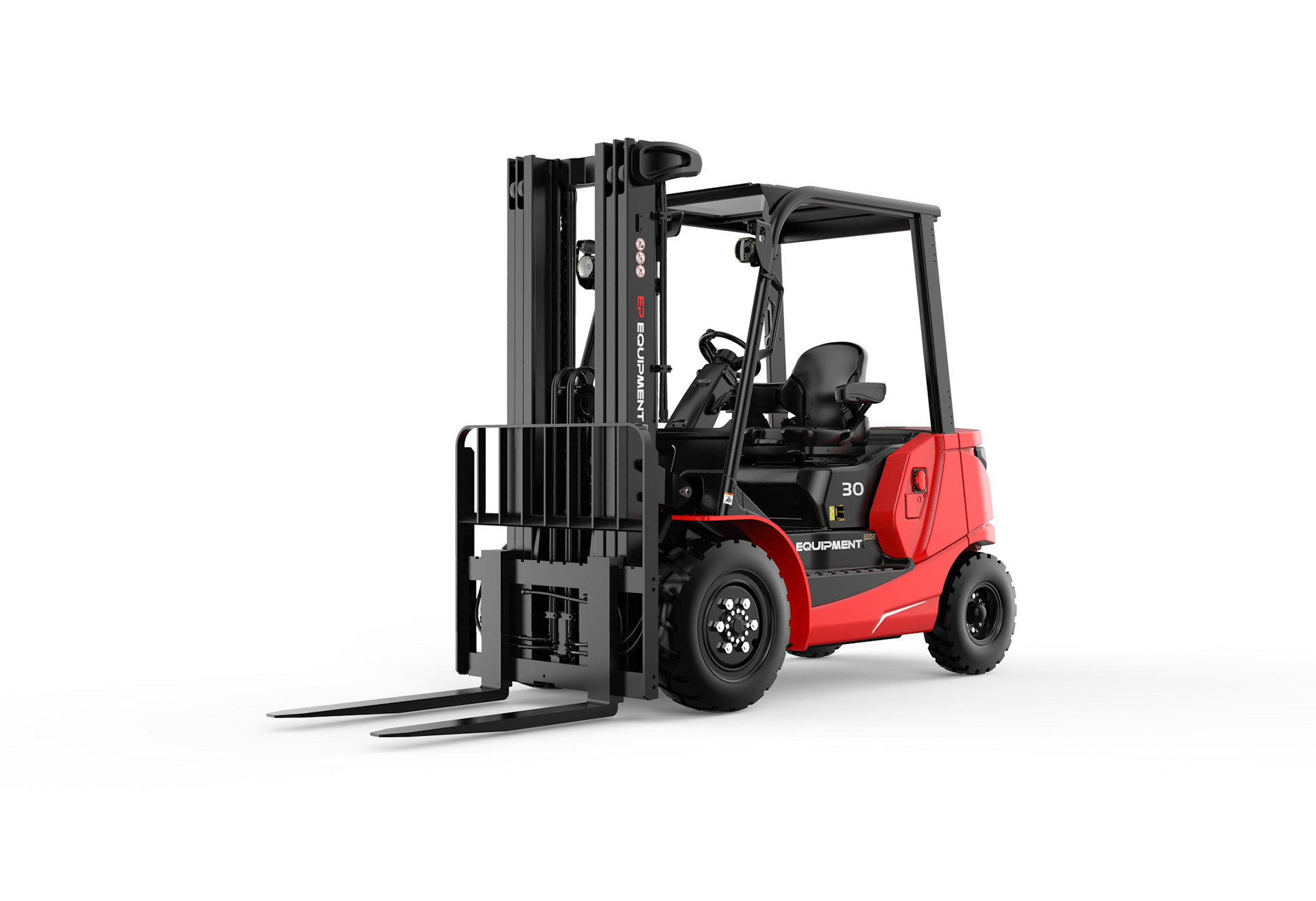 EP EFL30 PRO Elektrogabelstapler mit 3.000 kg Tragfähigkeit, 80‑V‑Li‑Ion‑Batterie, hoher Bodenfreiheit und serienmäßiger Telematik. Ideal für Innen‑ und Außeneinsatz als Diesel‑Ersatz.